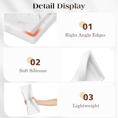 Luxspire 2 Pack Silicone Bathroom Tray 11.8" Vanity Tray, Marble White - color: Marble White, size: 11.81 × 5.12 × 0.79 in