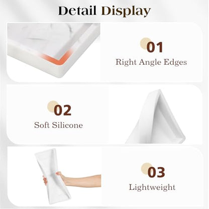 Luxspire 2 Pack Silicone Bathroom Tray 11.8" Vanity Tray, Marble White - color: Marble White, size: 11.81 × 5.12 × 0.79 in