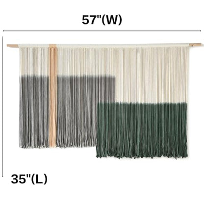 Macrame Wall Hanging Green Large Dip Dye Fiber Wall Art Bohemian Yarn Tapestry Wall Décor 57''W*35''L - color: Green