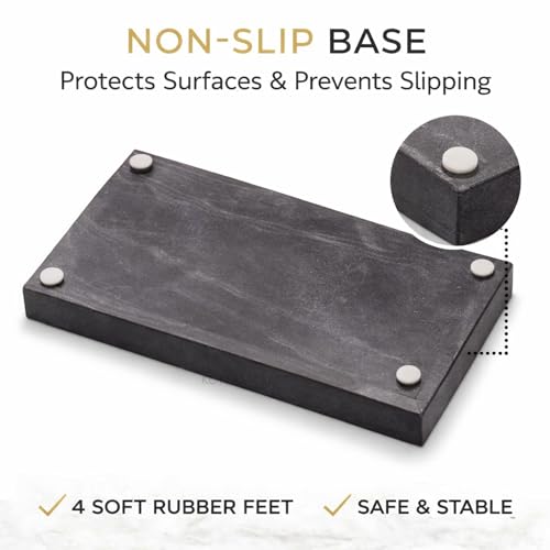 Natural Marble Tray, Black, 12" x 8", Rectangular - color: Black, size: 8" x 12" x 1.5"