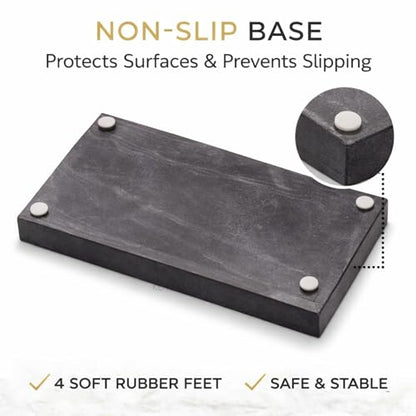 Natural Marble Tray, Black, 12" x 8", Rectangular - color: Black, size: 8" x 12" x 1.5"