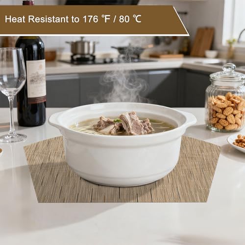 SHACOS Wedge Shape Placemats Set of 4 Woven Vinyl Placemat for Round Table - color: Tan