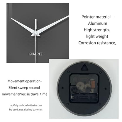 XFM 24 Inch Large Grey Wall Clocks Battery Operated Simple - color: Gray, size: 24inch