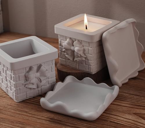Wehous Snow Chimney Storage Box Silicone Molds with Lid, Unique Christmas Candle Holder Jewelry Trinket Container Epoxy Resin Mold, 3D Winter Container Storage Art Casting Craft DIY Christmas Ornament - color: Snow Chimney Box