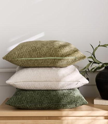 Throw Pillow Covers 20x20 Inch Set of 2, Textured Leaf Style, Tan - color: Tan, size: 20" x 20" (Pack of 2)