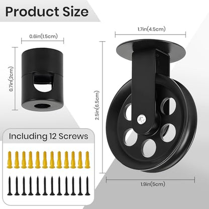 Black Pulley Kit for Plug in Pendant Light,Wall Ceiling Mount Pulley Wheel for DIY Hanging Lamp, Metal Pendant Light Hooks for Pool Table,Houseplant Grow Lights,Kitchen Island,Sink - size: Style D