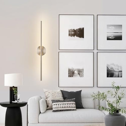 KARTOOSH Battery Operated Wall Sconces Set of Two Wireless Wall Lights - color: Nickel, size: 28.3 Inches