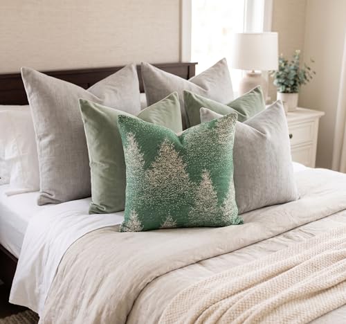 SanVia Designer Cotton Throw Pillow Covers 20x20 for Nooks, Beds & Sofas - color: Pine Green, size: 20" x 20" (Pack of 1)