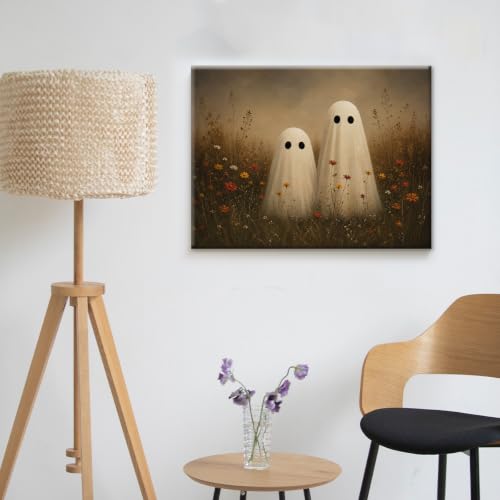 Halloween Wall Art Decor, Ghost Couple Canvas Print Framed 8x10 Inch - color: G