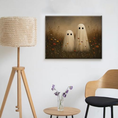 Halloween Wall Art Decor, Ghost Couple Canvas Print Framed 8x10 Inch - color: G
