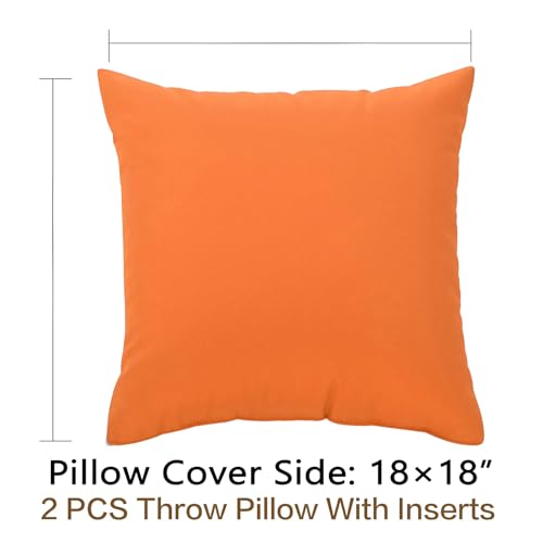 JMGBird Outside Pillows Patio Pillows Outdoor Throw Pillow with Insert - color: Orange