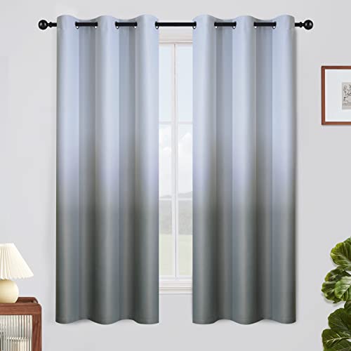 SimpleHome Ombre Gradient Grey White to Gray Curtains for Bedroom, 42Wx63L - color: Grey and White, size: 42"W x 63"L (Pack of 2)