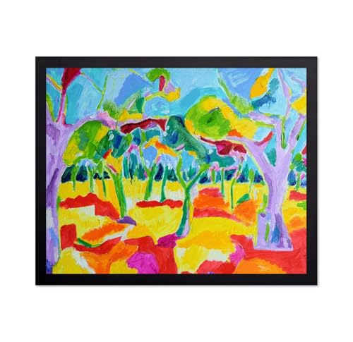 Monem Art Mediterranean Olive Grove Print - Colorful Fauvist Landscape Poster - Wall Decor for Living Room, Bedroom or Office - 8x10 Unframed Wall Art by Tamara Jare - color: Style-03, size: 8"L x 10"W