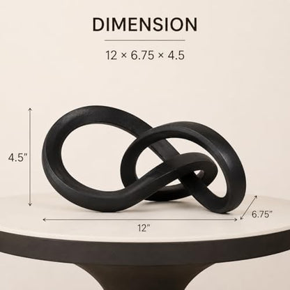 Modern Abstract Aluminum Tabletop Sculpture Décor, Black Metal Decorative Accent for Coffee Table, Bookshelf, Console Table, Living Room, Office & Home Décor