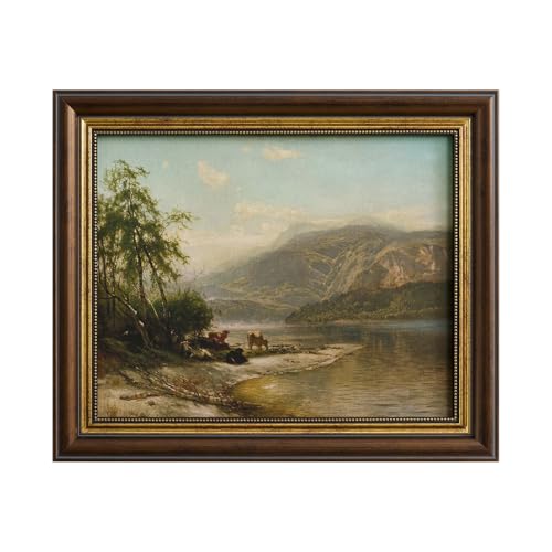Vintage Small Framed River Landscape Canvas Print Wall Art for Living Room - color: 11, size: 12"L x 10"W