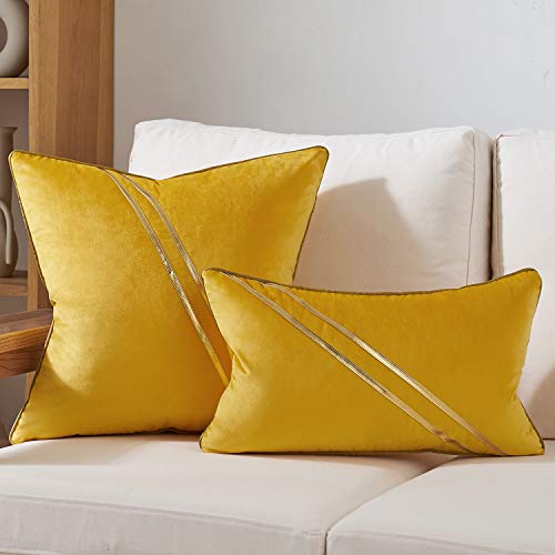 Avigers Throw Pillow Cover 18 x 18 Inch, Yellow, Velvet, Hidden Zipper - color: Yellow, size: 18" x 18" (Pack of 1)