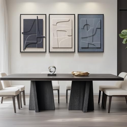 Large 3D Textured Framed Blue White Abstract Wall Art Set, 3 Piece 20x30 In - color: Blue and White, size: 20"w X 30"h X 3pcs