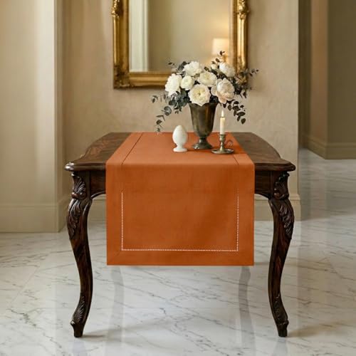 Signature Linen™ by D'Moksha, 100% Pure Linen Rust Table Runner 14 x 36 in - color: Rust, size: 14 X 36 Inch