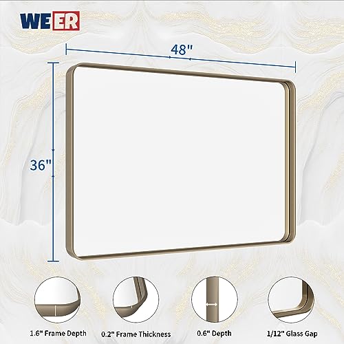 WEER Bathroom Vanity Mirror Bronze 48X36 Inch - color: Bronze, size: 48"L x 36"W