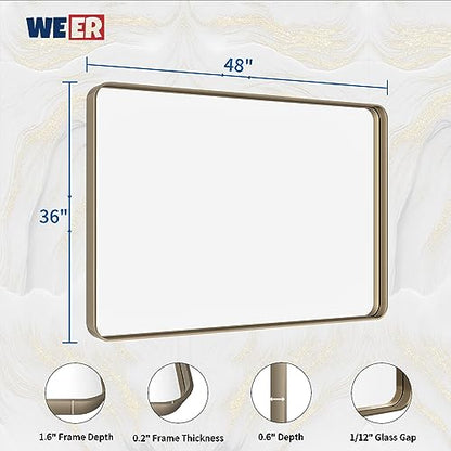WEER Bathroom Vanity Mirror Bronze 48X36 Inch - color: Bronze, size: 48"L x 36"W
