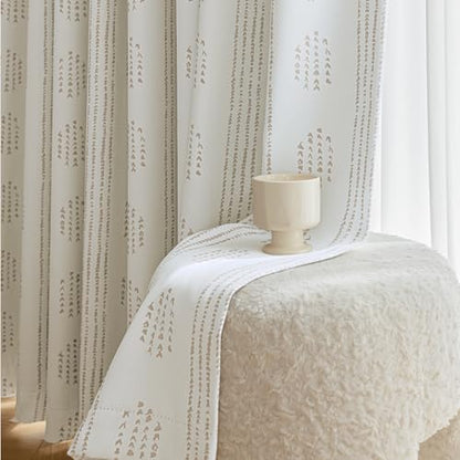 100% Blackout Taupe Boho Curtains, 90 Inches, 2 Panels for Bedroom - color: Taupe, size: 52"W x 90"L (Pack of 2)