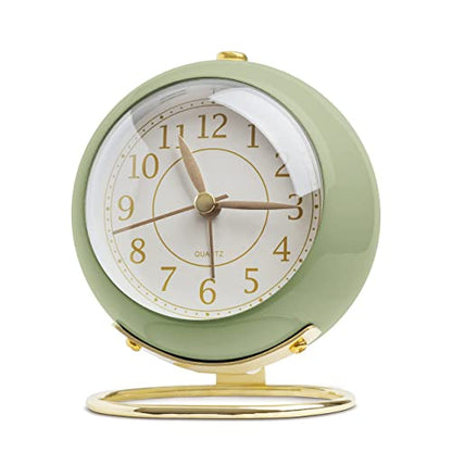 SHISEDECO Small Tableclock Classic Non-Ticking Tabletop Alarm Clock,Green ﻿ - color: Green