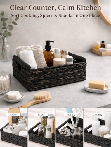 Wicker Basket, Large Basket for Gift Baskets Empty, 13.4x9.5x4.7in - color: Black, size: Medium