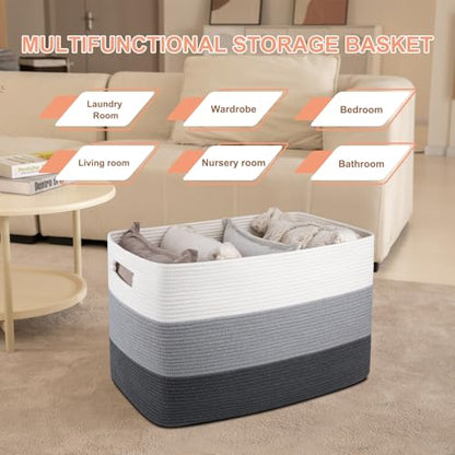 OIAHOMY 108L Extra Large Blanket Basket Dog Toy Basket radient Dark Grey - color: Gradient Dark Grey