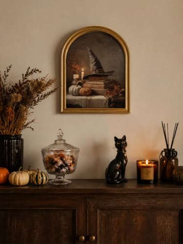 TwoDays Vintage Halloween Gold Arched Framed Wall Art, 11" x 13.8"