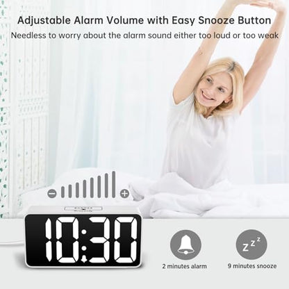 DreamSky Small Digital Alarm Clock for Bedroom with Large Big Numbers - color: White Case White Digits
