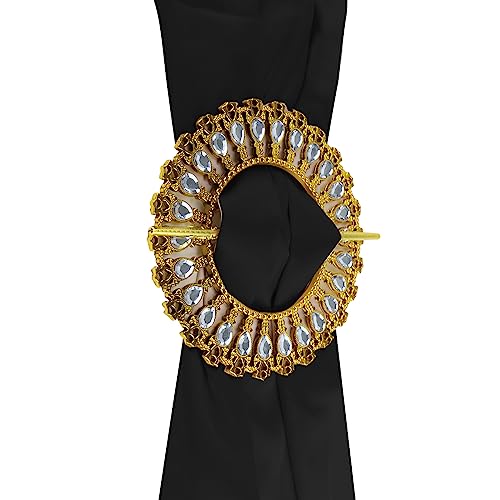 2 Pack Shiny Gold Curtain Tiebacks Round Holdbacks, 26 Crystals - style: 26 Crystals Gold