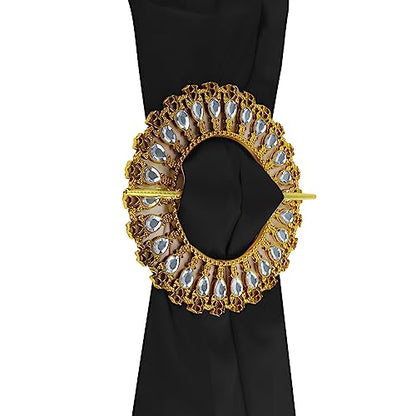 2 Pack Shiny Gold Curtain Tiebacks Round Holdbacks, 26 Crystals - style: 26 Crystals Gold