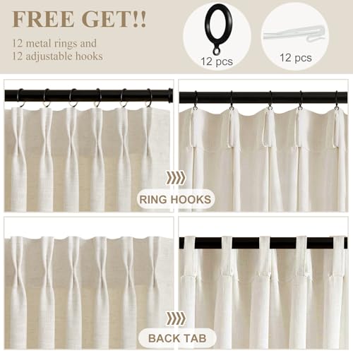 AUSSPVOCT Pinch Pleated Sheer Curtains 90 Inches Long for Living Room - color: Natural, size: 60"W x 90"L (Pack of 1)