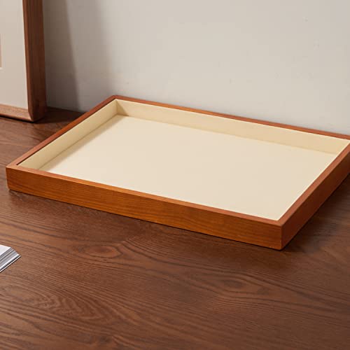 Oirlv Solid Wood Jewelry Tray,Jewelry Drawer Organizer,Watch Tray(Cream) - color: Creamy-white flat tray
