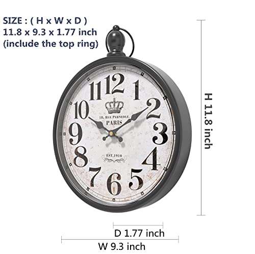 Menterry Retro Farmhouse Wall Clock. Black Vintage Antique Style - color: Black