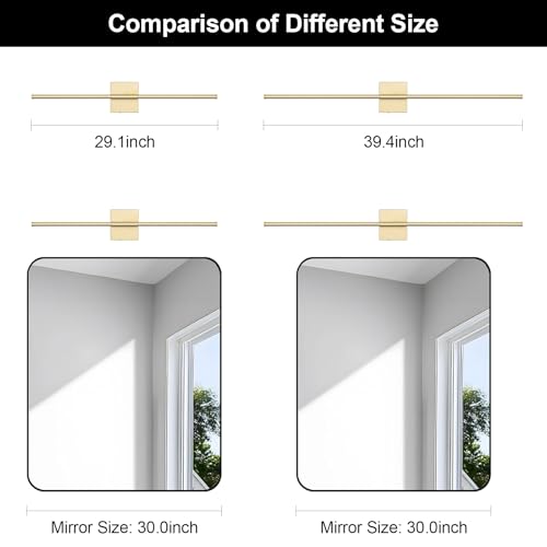 Battery Operated Wall Sconce Set of Two with Remote Control, 3000K-6000K Dimmable Gold Wall Lights, Timable LED Wireless Wall Sconces, 350° Ratate for Bathroom, Living Room, Hallway 29.1 Inch - color: Gold, size: 29.1in(2 Pack)