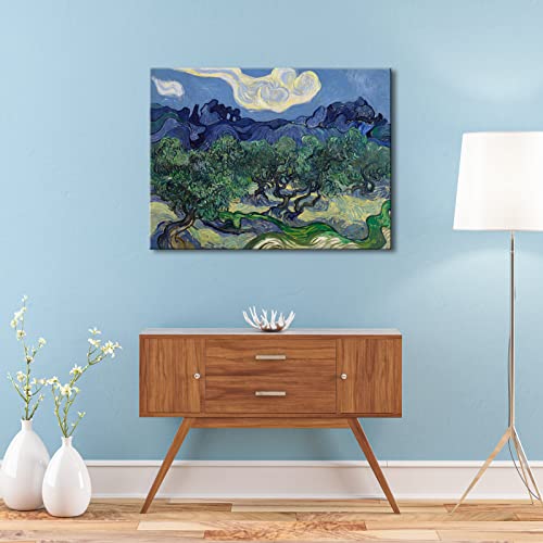Wieco Art Olive Trees by Van Gogh Classic Abstract Oil Paintings Large Canvas Prints Wall Art Reproduction Artwork Wrapped Landscape Pictures for Living Room Bedroom Home Office Decor - size: 32"L x 24"W