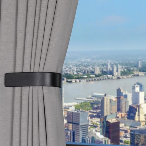 Groleca 2 Pack Curtain Holdbacks Curtain Tiebacks Wall Mount, Black - color: Black