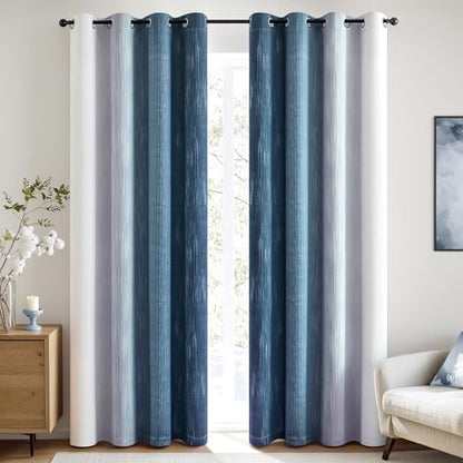 MIULEE Royal Blue and Greyish White Ombre Blackout Curtains 52Wx96L - color: Dark Blue and Greyish White, size: 52"W x 96"L (Pack of 2)