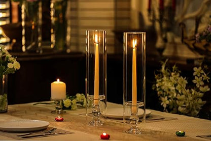 CYS EXCEL 2 PCS (H:18" D:4") Open Ended Glass Hurricane Candleholder Tube Shade | Open Flame Candle Chimney Tube Cover | Bottomless Cylinder - size: 4" wide x 18" tall