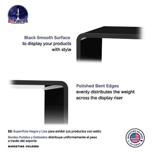Marketing Holders 2 Pack Acrylic Riser Display Stand Glossy Black Plexiglass 10.5 Inch Wide x 6 Inch Deep x 8 Inch High Retail Countertop Showcase Platform for Products and Merchandise - size: 10.5"W x 6"D x 8"H