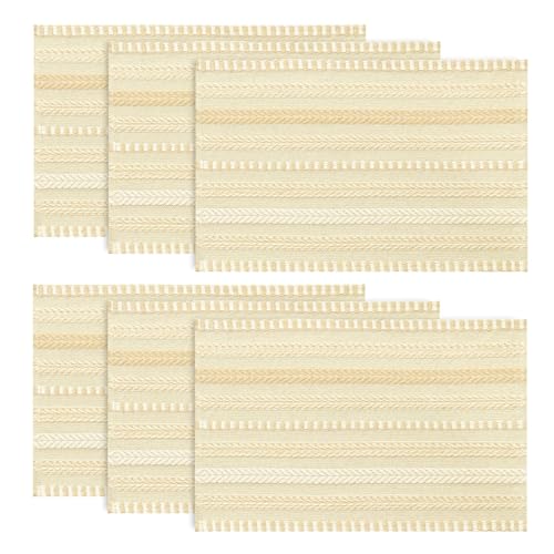 Artoid Mode Burlap Brown Woven Braided Stripe Placemats Set of 6-12x18 Inch - color: Burlap Brown, size: 12" x 18", 6 Pcs