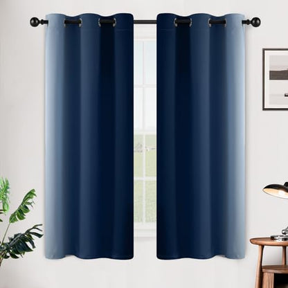 SimpleHome Ombre Blue to Grey White Curtains for Living Room 42Wx63L - color: Blue, size: 42"W x 63"L (Pack of 2)