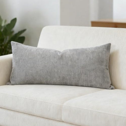 Slow Cow Chenille Lumbar Throw Pillow Cover 12 x 24 Inches Grey - color: D-chenille Grey, size: 24" x 12" (Pack of 1)