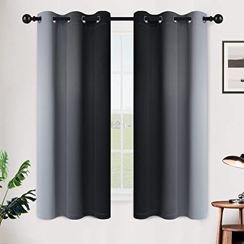 SimpleHome Ombre Black to Grey White Curtains for Living Room 42Wx63L - color: Black, size: 42"W x 63"L (Pack of 2)