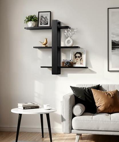 SUMGAR Black Floating Shelves for Wall, 3 Tier Adjustable Large Shelf Unit - color: Black, size: 3 Tier 19.6in