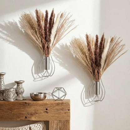Otoolling Boho Wall Decor Set of 2, Silver, Pampas - color: Silver, style: Pampas