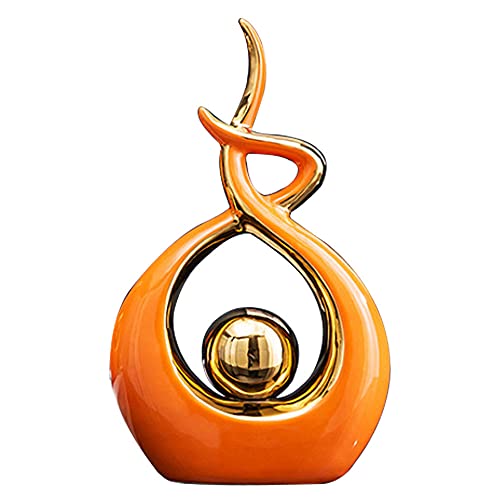 Norrclp Home Decor Modern Abstract Art Ceramic Statue Table Decor (Small) - color: Orange and Gold, size: Small
