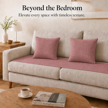 Solid Bed Runner Set,2 Pillow Covers,Dusty Rose,70.9x19.7in - color: Dusty Rose, size: Twin/Twin XL