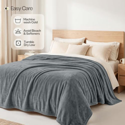 Soft Fleece Blanket for Bed King Size Cool Grey (90x102 Inch) - color: Cool Grey, size: King (90x102 Inch)